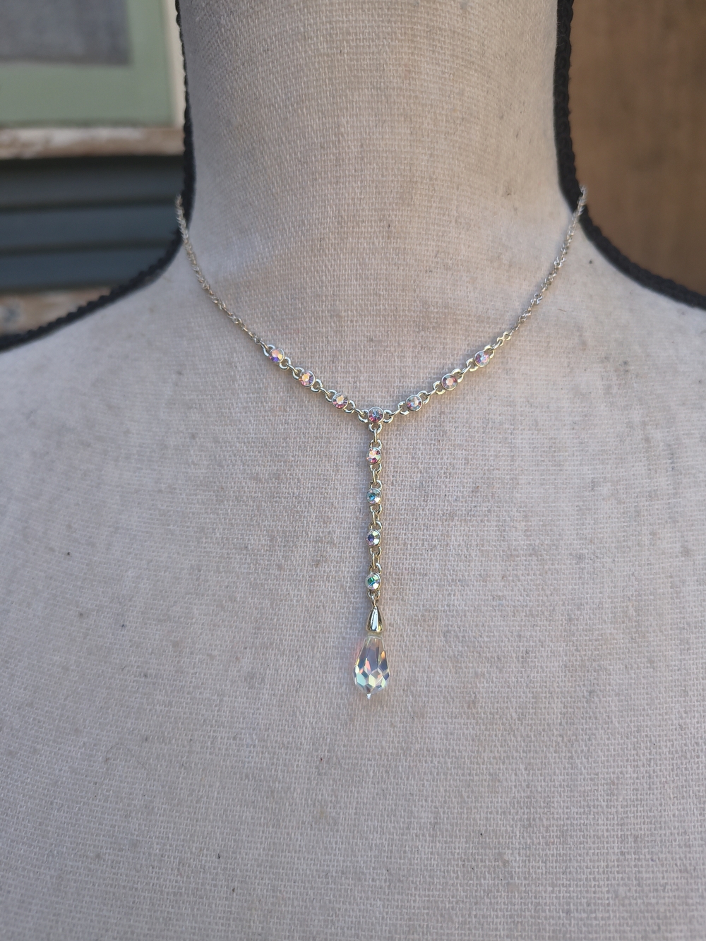 Givenchy Iridescent Crystal Y-Drop Necklace